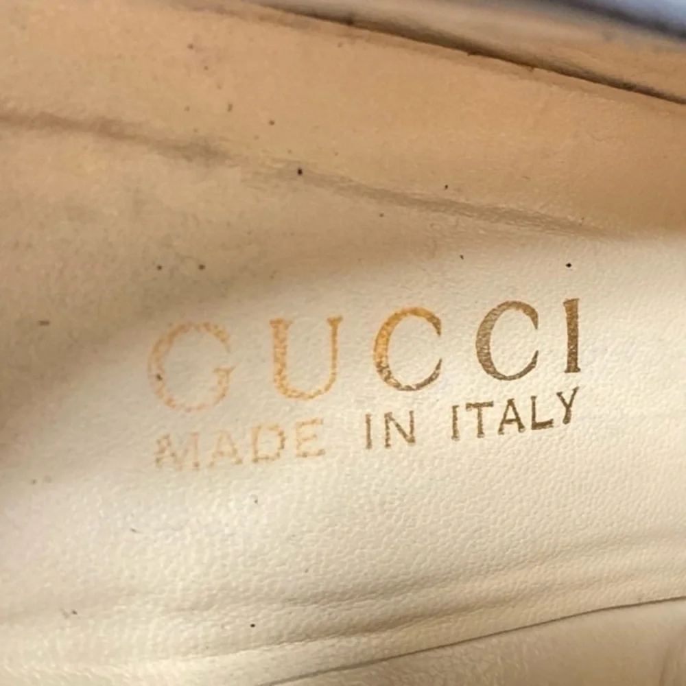 Gucci Black Leather Gold Plaque Loafers Vintage Women’s Size 6